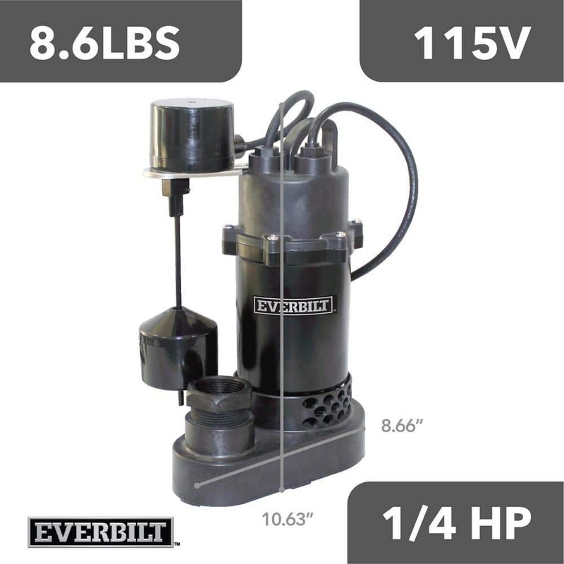 Everbilt 1/4 HP Aluminum Submersible Sump Pump Vertical Switch - Image 10