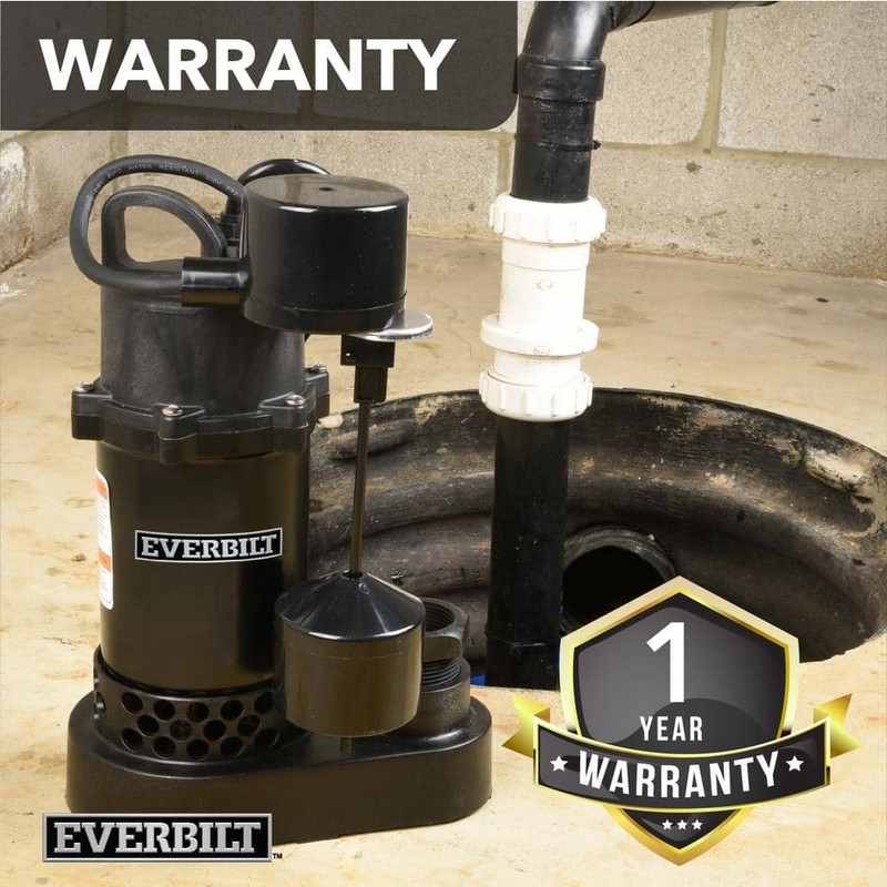 Everbilt 1/4 HP Aluminum Submersible Sump Pump Vertical Switch - Image 13