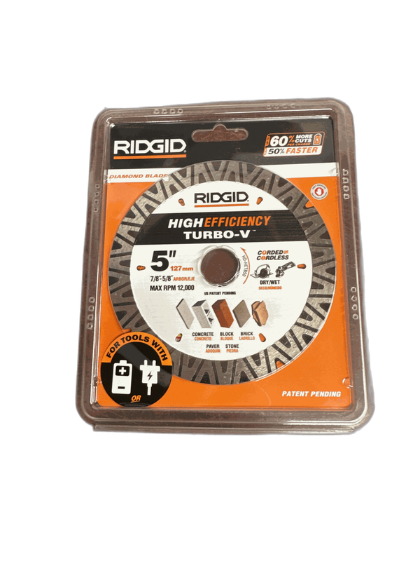 RIDGID TURBO-V 5 in. Turbo Rim Diamond Blade for Masonry High Efficiency Cutting - Image 6