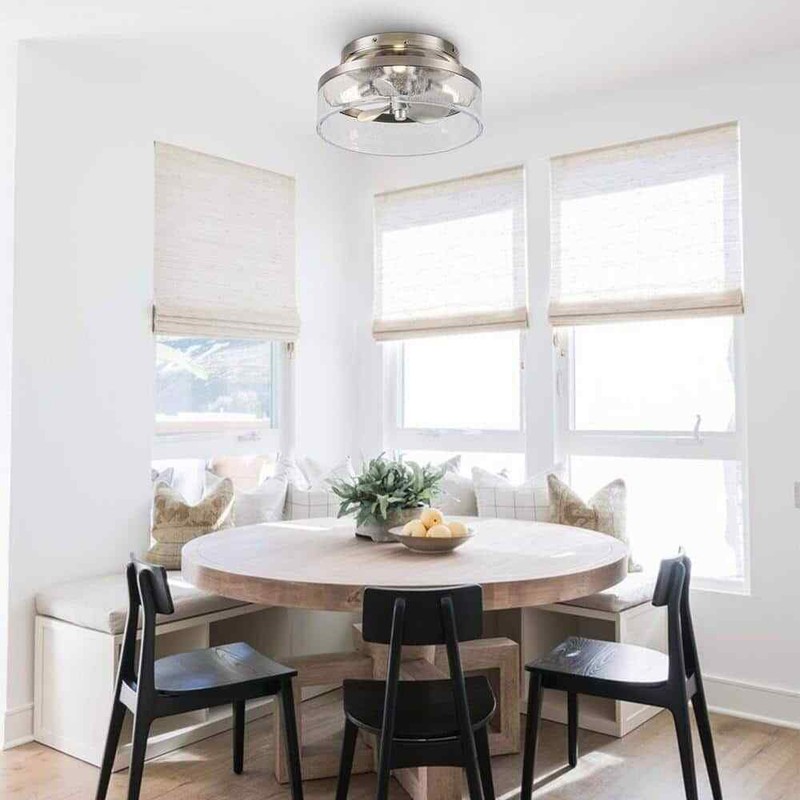 IHOMEadore 12.6 in. Indoor Stain Nickel Flush Mount Caged Ceiling Fan w/Remote - Image 9