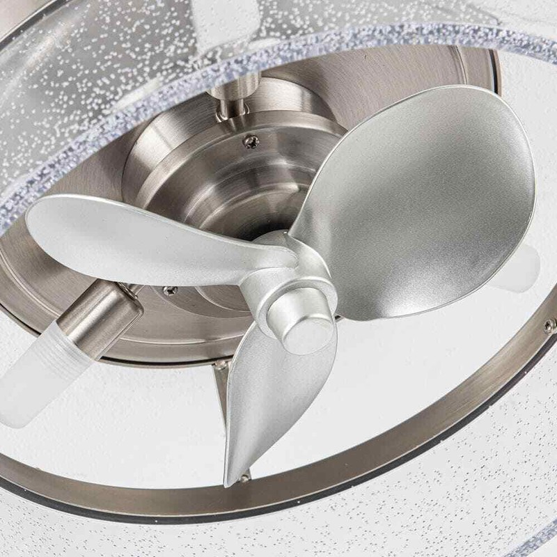 IHOMEadore 12.6 in. Indoor Stain Nickel Flush Mount Caged Ceiling Fan w/Remote - Image 13