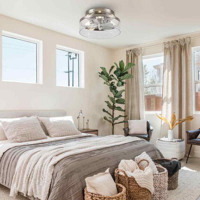 IHOMEadore 12.6 in. Indoor Stain Nickel Flush Mount Caged Ceiling Fan w/Remote - Image 15