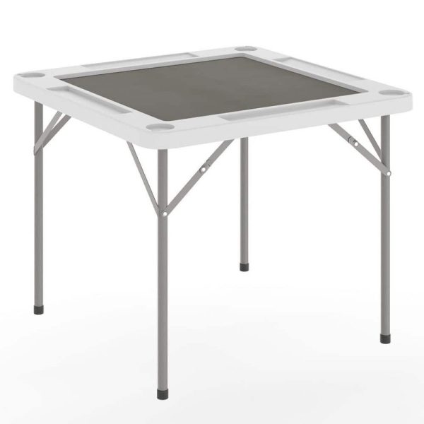 Carnegy Avenue Silas 34.5" L Square 4-Player White/Gray Plastic Folding Table