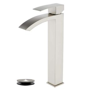 AIMADI Single Handle Waterfall Bathroom Faucet 1-Hole Tall Brushed Nickel