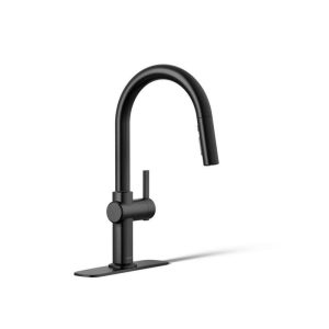 KOHLER Clarus Single Handle Pull Down Sprayer Kitchen Faucet in Matte Black