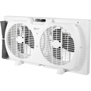 Comfort Zone 9 in. Electric Twin Window Fan w/3 Fan Speeds,Quiet Setting,White