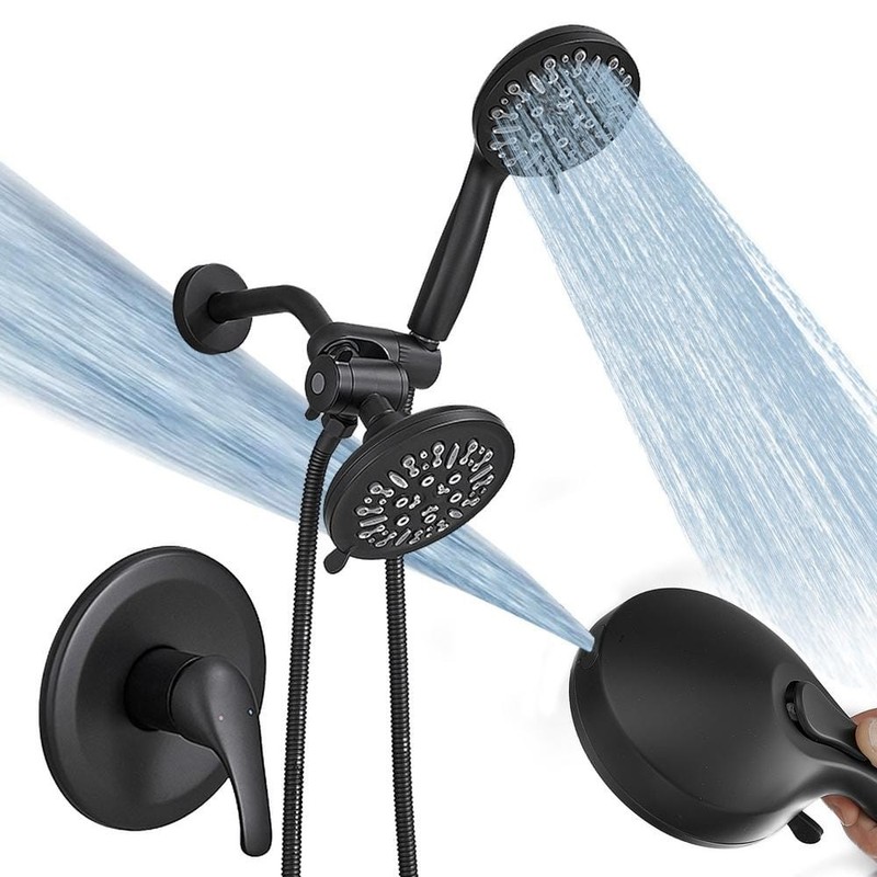 BWE 8-Spray Shower Faucet 1.8 GPM Pressure Balance Dual Heads Matte Black