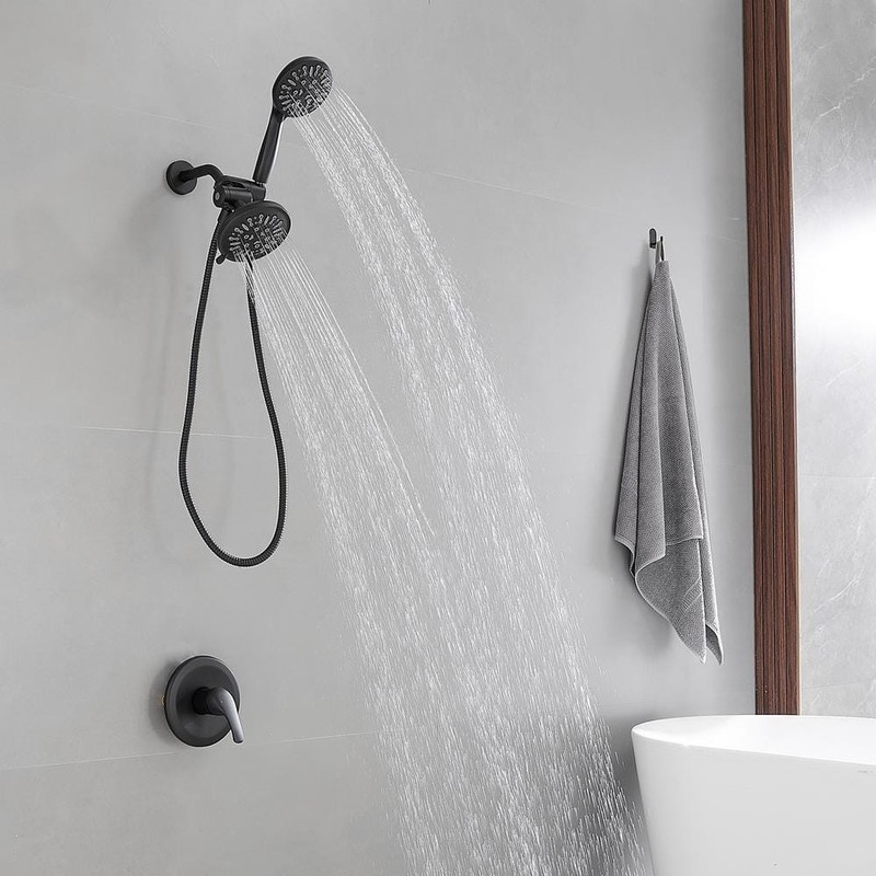 BWE 8-Spray Shower Faucet 1.8 GPM Pressure Balance Dual Heads Matte Black - Image 2