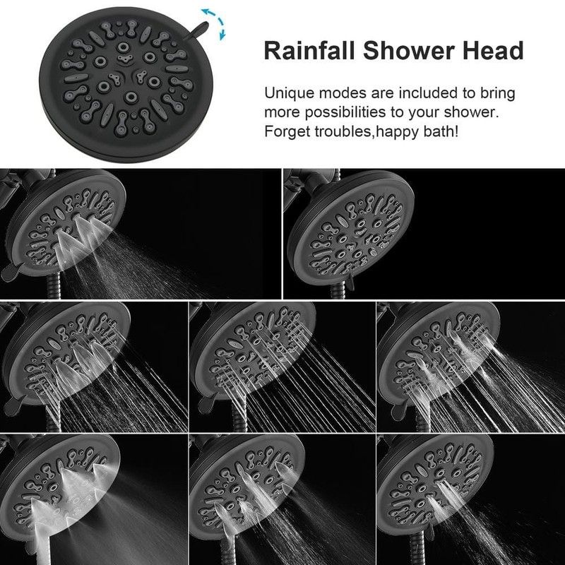 BWE 8-Spray Shower Faucet 1.8 GPM Pressure Balance Dual Heads Matte Black - Image 3