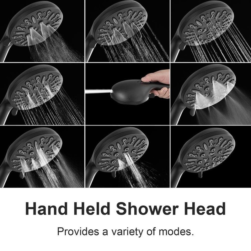 BWE 8-Spray Shower Faucet 1.8 GPM Pressure Balance Dual Heads Matte Black - Image 9