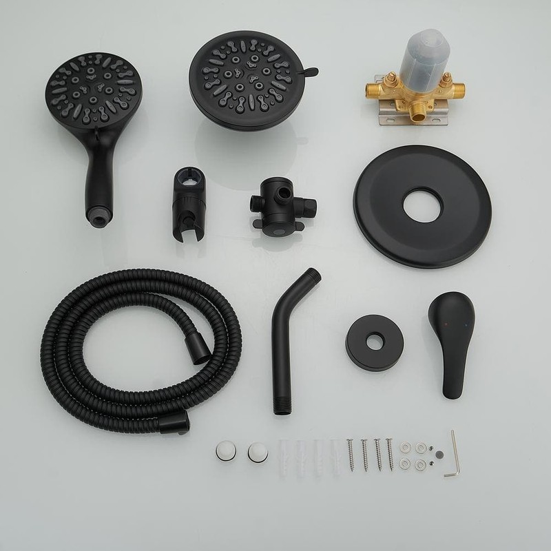 BWE 8-Spray Shower Faucet 1.8 GPM Pressure Balance Dual Heads Matte Black - Image 10