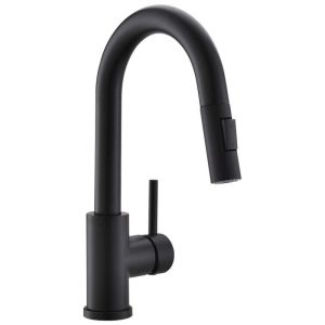 Tahanbath 12.8" 360 Swivel Black Kitchen Faucet with Pull Down Sprayer