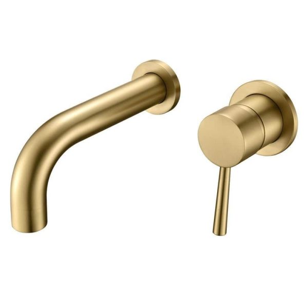SUMERAIN Modern Wall Mount Roman Tub Faucet with Valve Brushed Gold