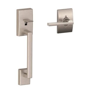 Schlage Century Satin Nickel Handleset Grip with Latitude Handle