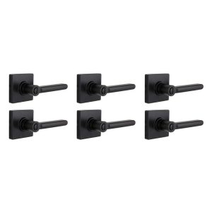 Defiant Tonebridge Matte Black Bed/Bath Privacy Door Handle Square Rose 6-Pack