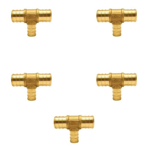 Apollo 3/4 in. x 3/4 in. x 1/2 in. Brass PEX-B Barb Reducing Tee (5-Pack)
