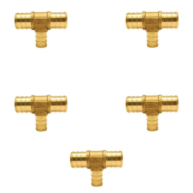 Apollo 3/4 in. x 3/4 in. x 1/2 in. Brass PEX-B Barb Reducing Tee (5-Pack)