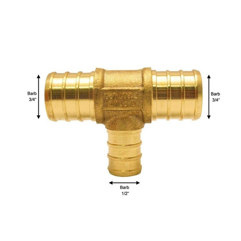 Apollo 3/4 in. x 3/4 in. x 1/2 in. Brass PEX-B Barb Reducing Tee (5-Pack) - Image 5