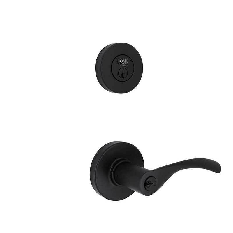 Home Decorators Primrose Matte Black Single Cylinder Door Handle Combo Pack