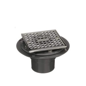 Oatey Round Gray PVC Shower Drain 4-3/16" Square Chrome Cover
