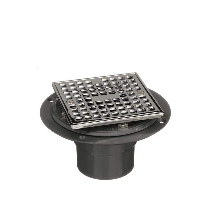Oatey Round Gray PVC Shower Drain 4-3/16" Square Chrome Cover