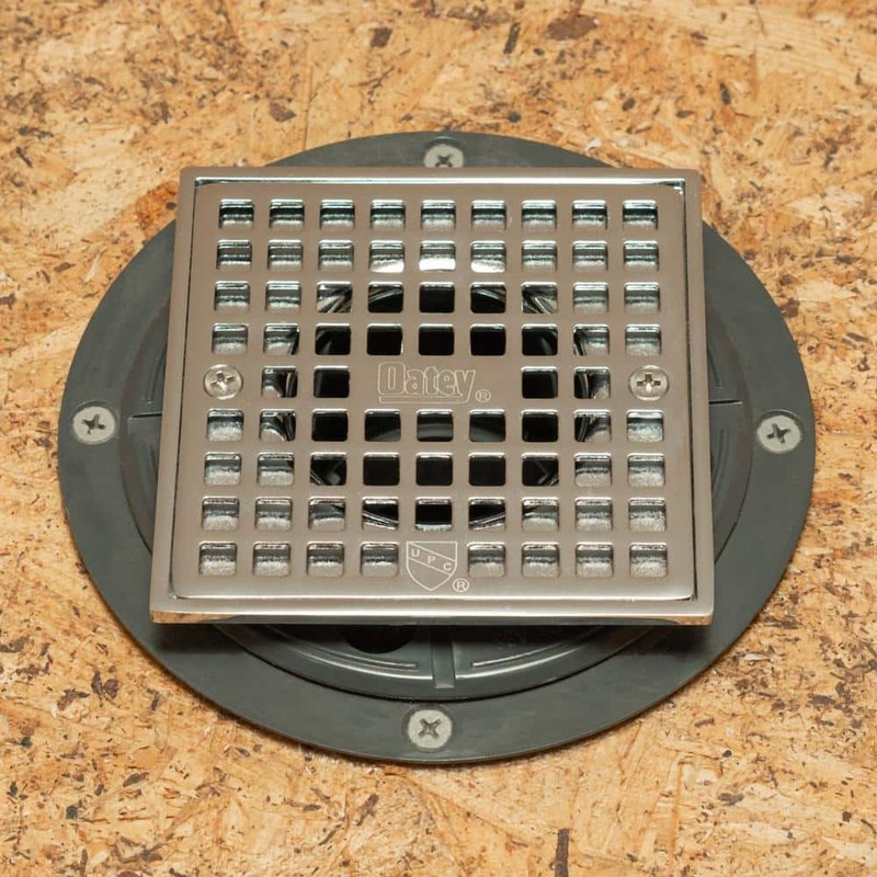 Oatey Round Gray PVC Shower Drain 4-3/16" Square Chrome Cover - Image 7