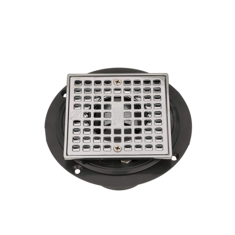 Oatey Round Gray PVC Shower Drain 4-3/16" Square Chrome Cover - Image 10