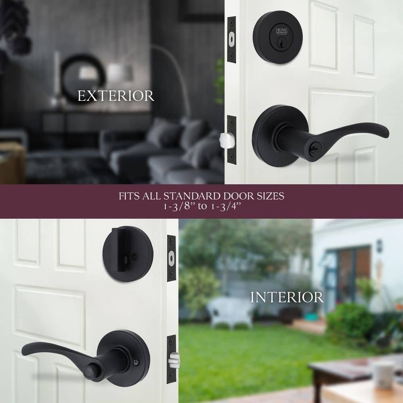 Home Decorators Primrose Matte Black Single Cylinder Door Handle Combo Pack - Image 2