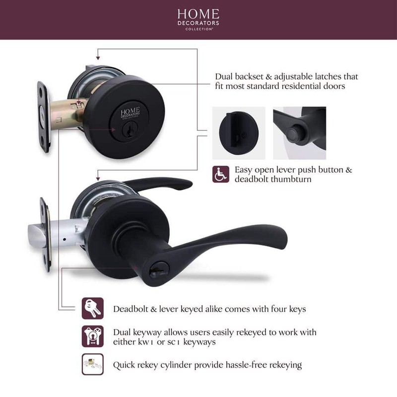 Home Decorators Primrose Matte Black Single Cylinder Door Handle Combo Pack - Image 3