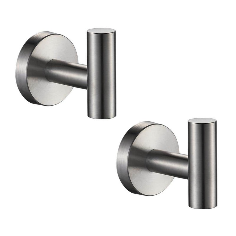 FORIOUS Bathroom Towel Hook Wall Mounted Stainless Steel Brushed Nickel 2-Pack
