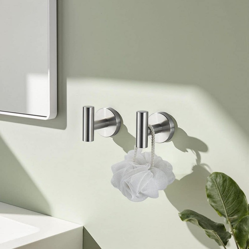 FORIOUS Bathroom Towel Hook Wall Mounted Stainless Steel Brushed Nickel 2-Pack - Image 2