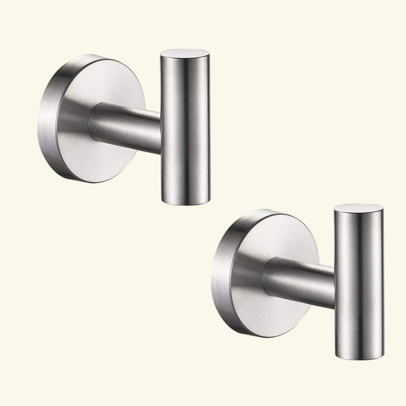 FORIOUS Bathroom Towel Hook Wall Mounted Stainless Steel Brushed Nickel 2-Pack - Image 7