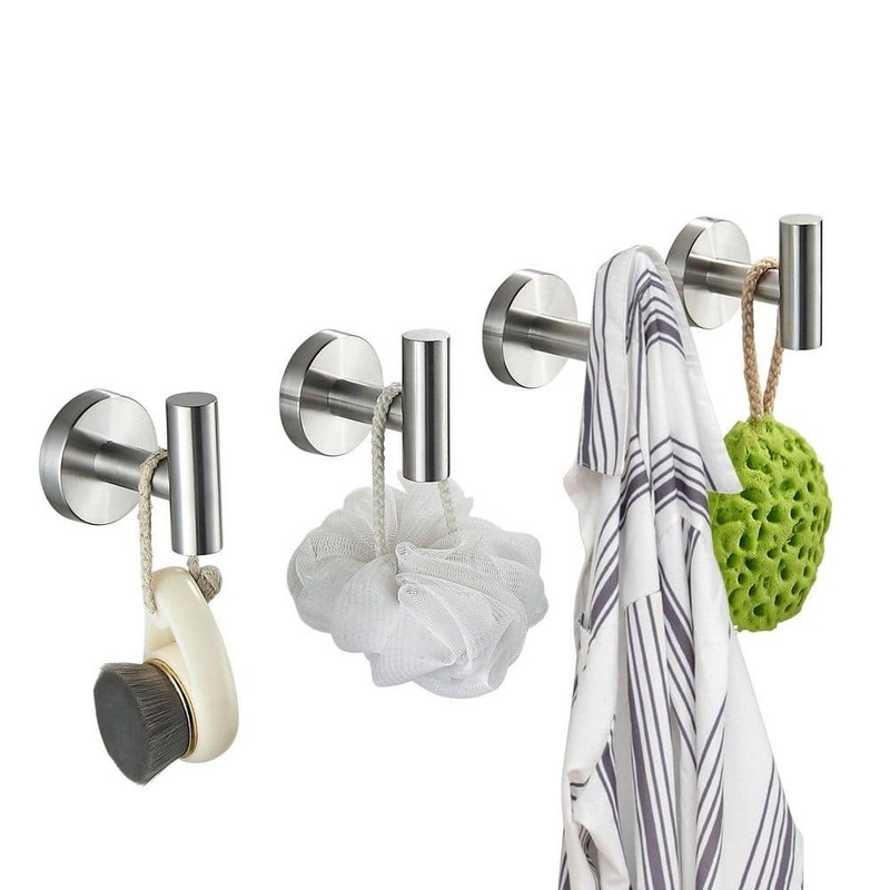 FORIOUS Bathroom Towel Hook Wall Mounted Stainless Steel Brushed Nickel 2-Pack - Image 8