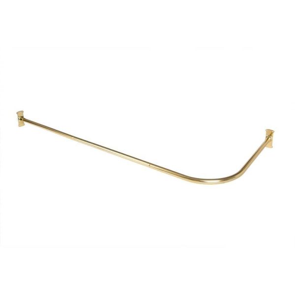 Utopia Alley Rustproof Aluminum L-Shaped Shower Curtain Rod 68x28 Gold