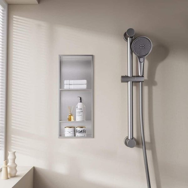 Yuaris 12"W x 30"H x 4"D Waterproof Shower Niche Shelf Brushed Nickel
