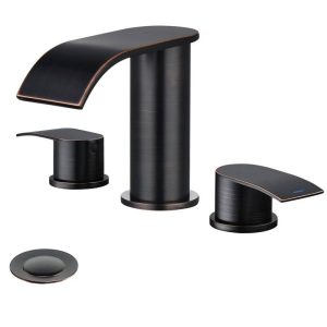 GAGALIFE 8 in. Widespread Double Handle Waterfall Faucet Oil Rubbed Bronze
