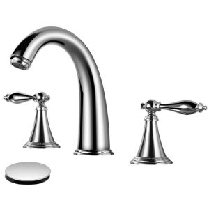 AKLFGN Double Handle 8 in. Widespread Bathroom Faucet Polish Chrome