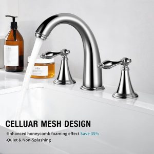 AKLFGN Double Handle 8 in. Widespread Bathroom Faucet Polish Chrome