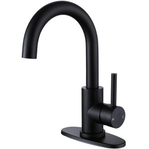 BWE Single Hole Single-Handle Bar Faucet With Swivel Spout in Matte Black