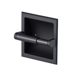 FORIOUS Bathroom Recessed Toilet Paper Holder Wall Mount Black
