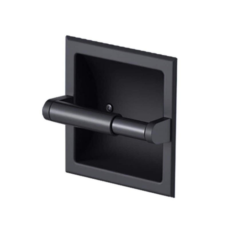 FORIOUS Bathroom Recessed Toilet Paper Holder Wall Mount Black