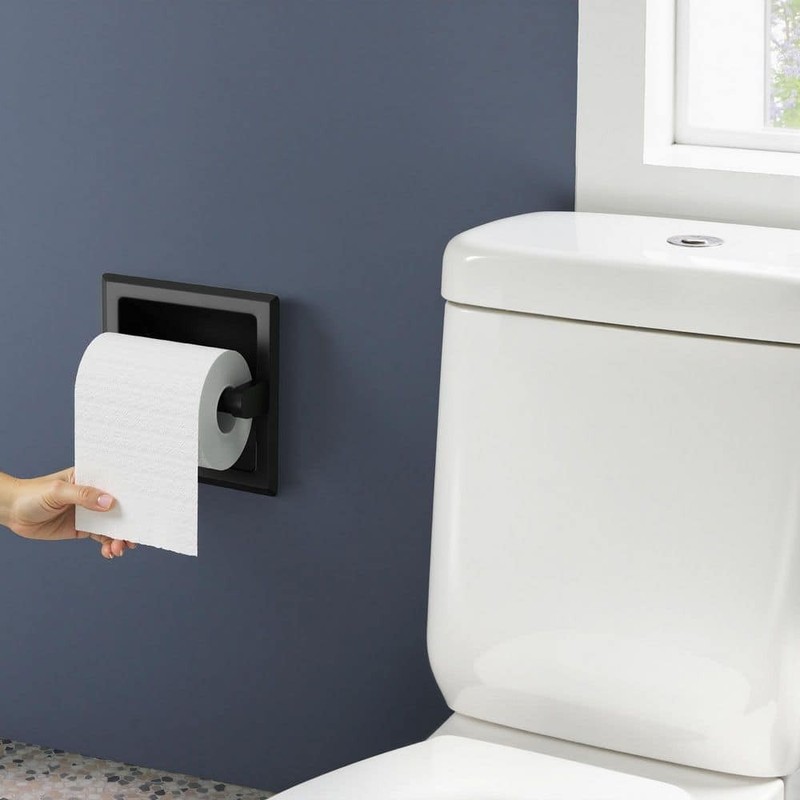 FORIOUS Bathroom Recessed Toilet Paper Holder Wall Mount Black - Image 6