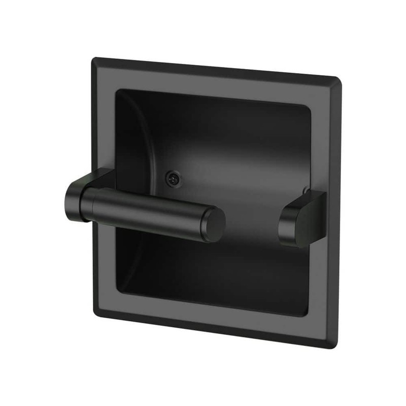 FORIOUS Bathroom Recessed Toilet Paper Holder Wall Mount Black - Image 14