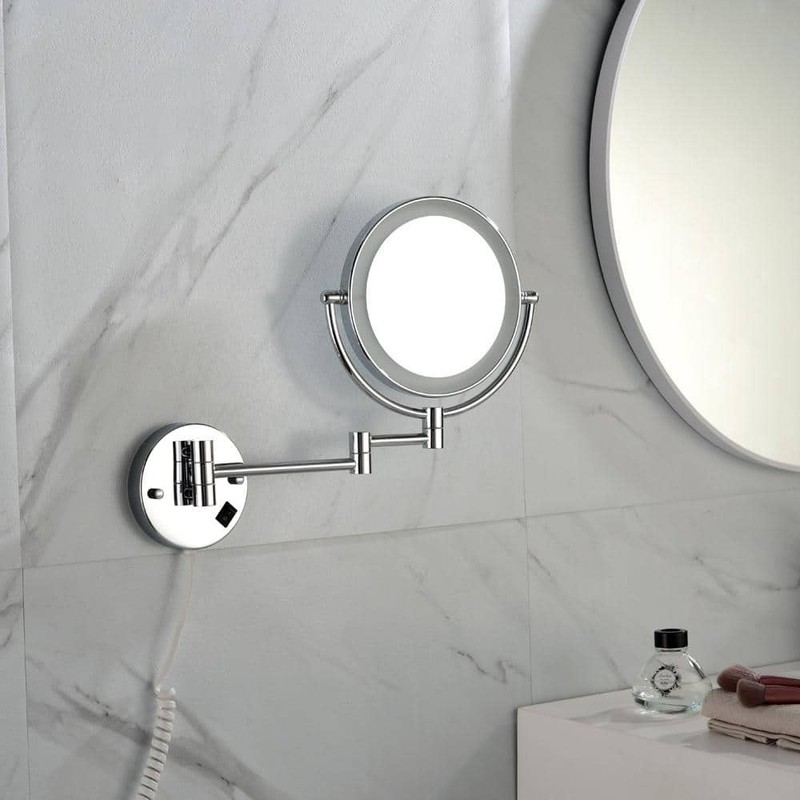 cadeninc 8 in. LED Wall Mount Two-Sided 1X/3X Makeup Mirror Chrome - Image 4