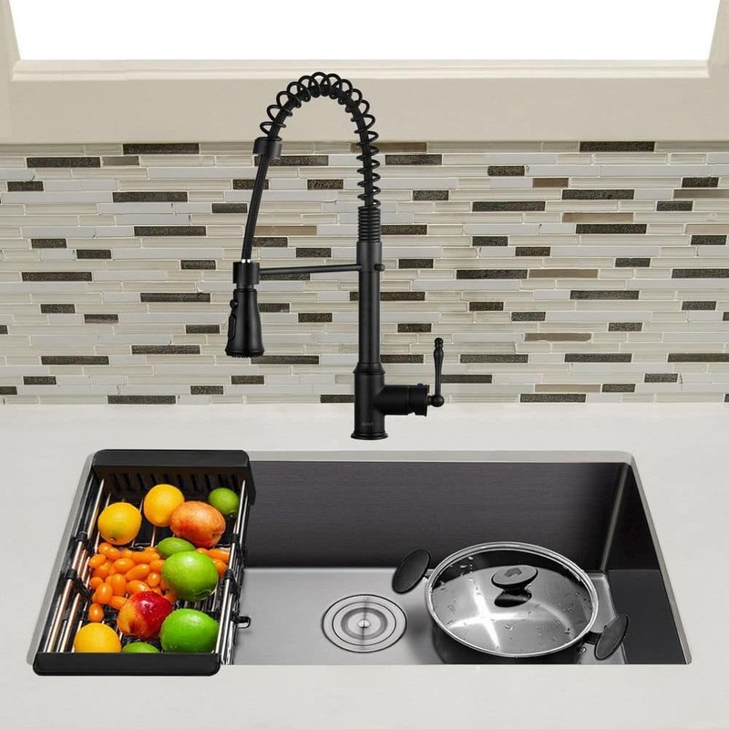 AKDY Matte Black Stainless Steel 32"x19" Undermount Single Bowl Sink with Faucet - Image 2