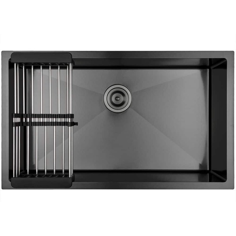 AKDY Matte Black Stainless Steel 32"x19" Undermount Single Bowl Sink with Faucet - Image 5