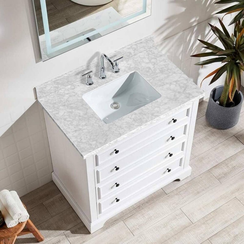LANDOLT 30 in. W Marble Vanity Backsplash in Carrara White - Image 8