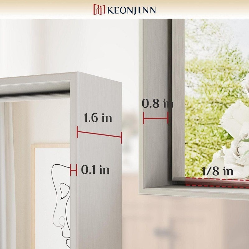 KeonJinn 24x32 Framed Brushed Silver Square Bathroom Vanity Mirror - Image 3