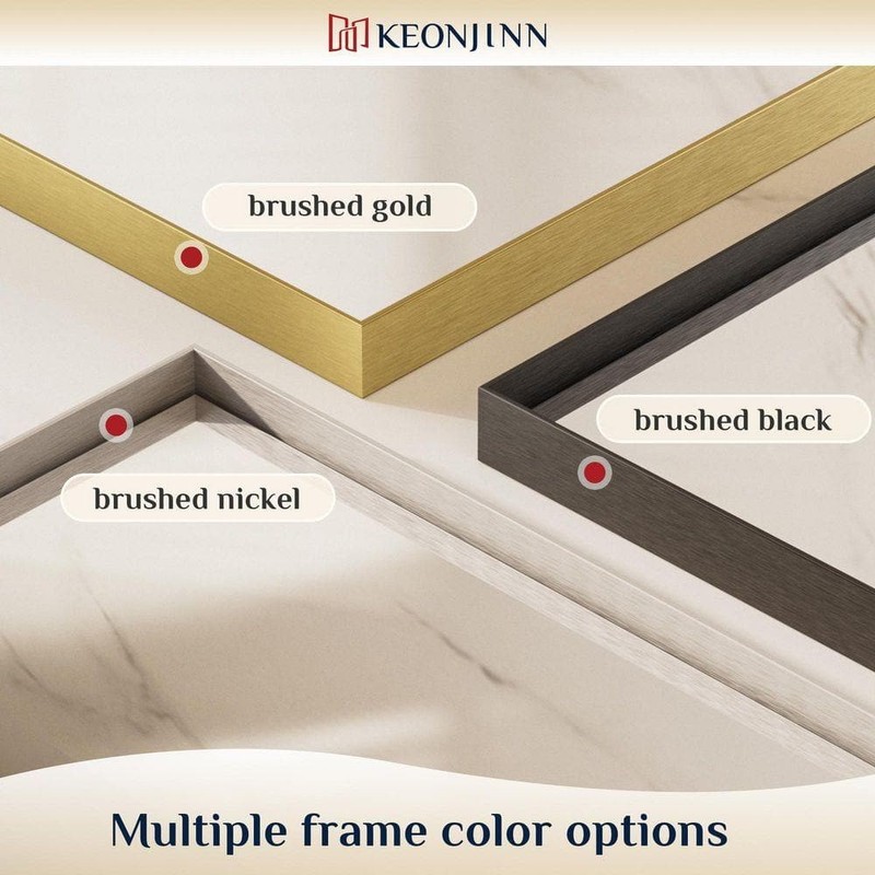 KeonJinn 24x32 Framed Brushed Silver Square Bathroom Vanity Mirror - Image 6