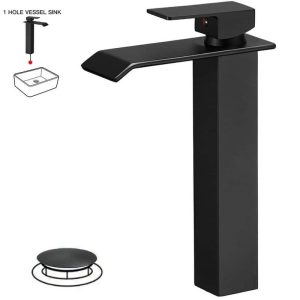 BWE Matte Black Single Handle Bathroom Vessel Sink Faucet